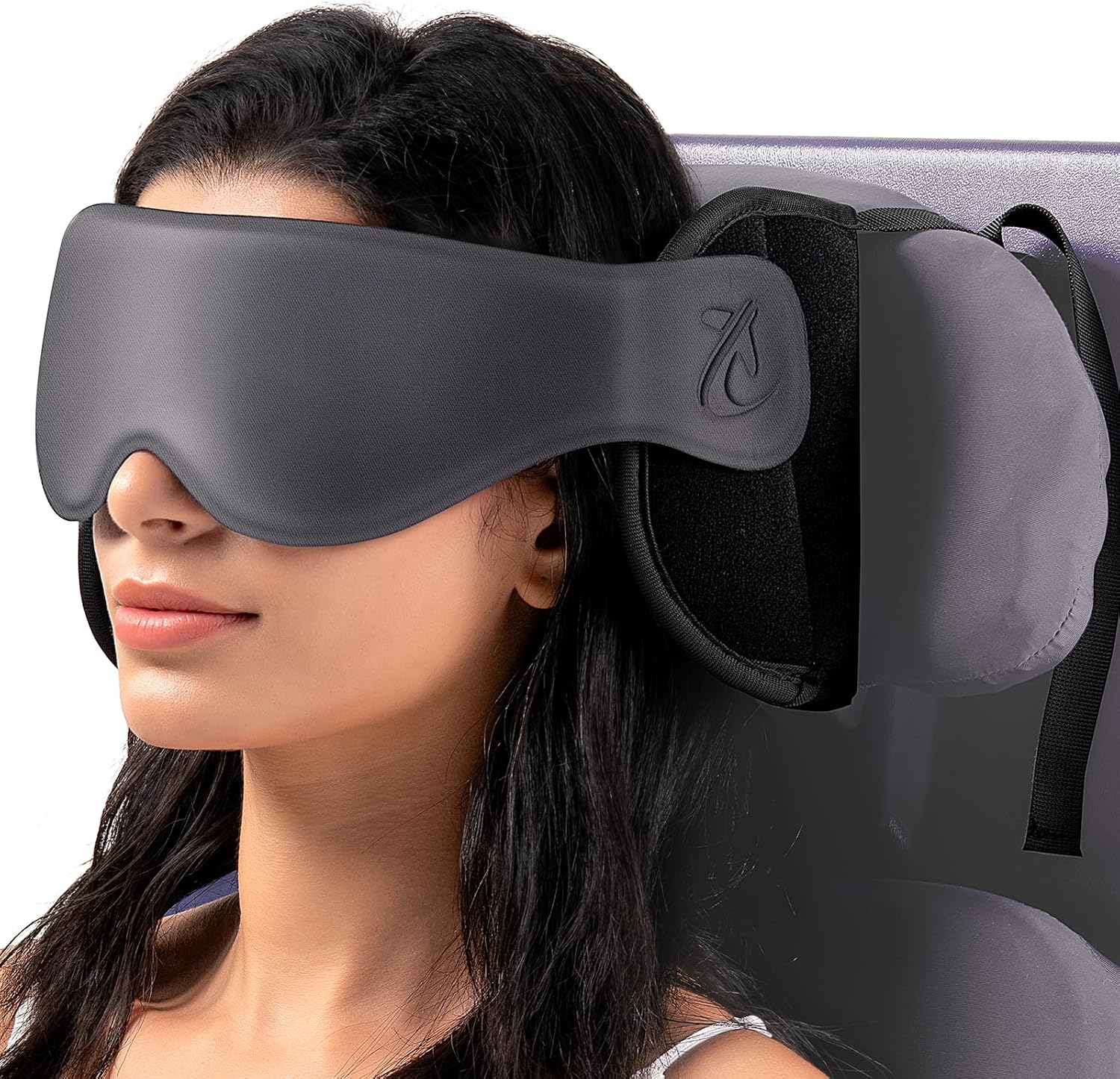 Almohada De Viaje, Almohada Cervical Para Avión Con Mascarilla 3D Para Dormir, Soporte De Cabeza 360° Con Correa Para Asiento, Ideal Para Vuelos Largos Y Viajes En Coche, Negro