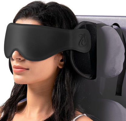 Almohada De Viaje, Almohada Cervical Para Avión Con Mascarilla 3D Para Dormir, Soporte De Cabeza 360° Con Correa Para Asiento, Ideal Para Vuelos Largos Y Viajes En Coche, Negro